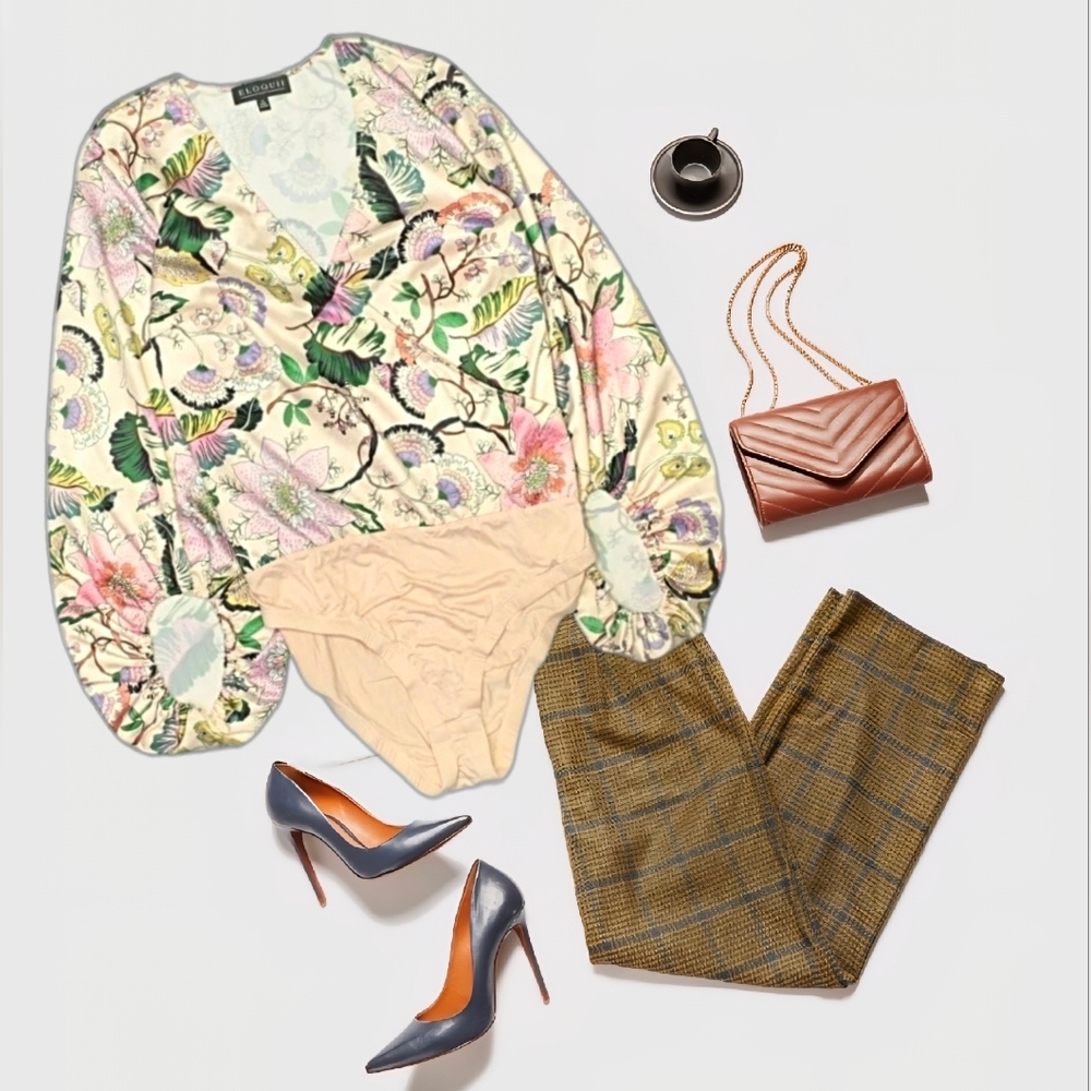 Eloquii Floral Print Blouse / Bodysuit